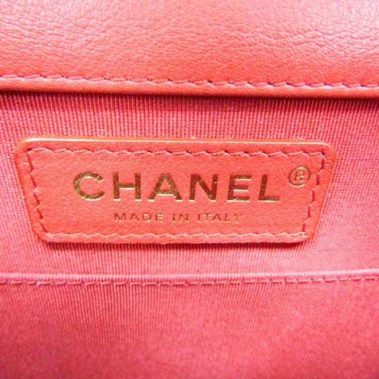Pre Owned Chanel Red Boy Chanel Leather Shoulder Bag