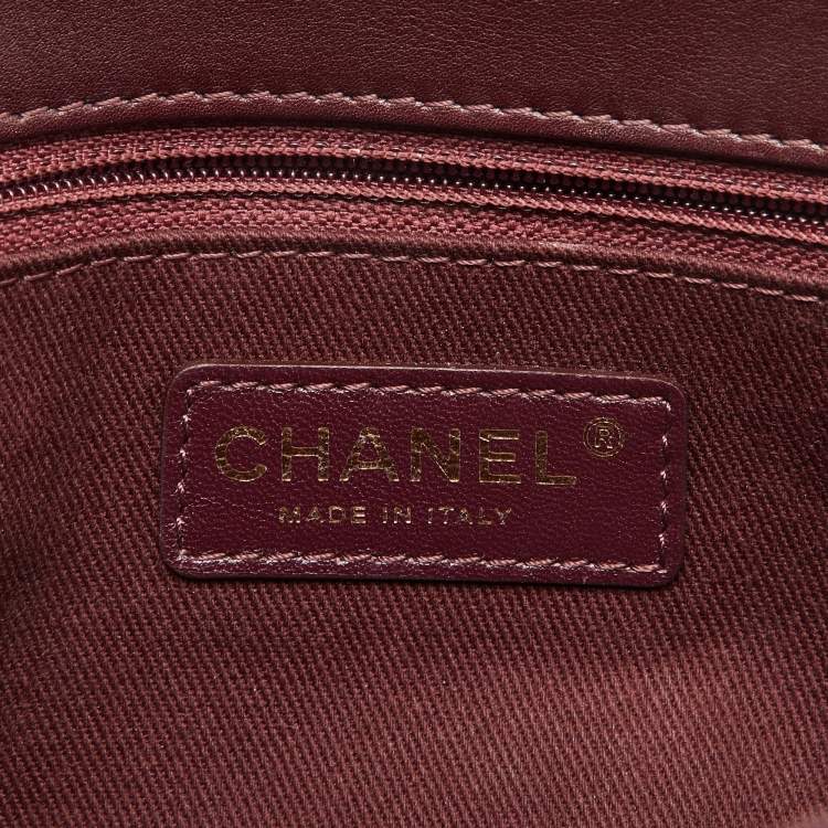 Pre Owned Chanel Burgundy Quilted Leather Jumbo Soft Elegance Flap Bag