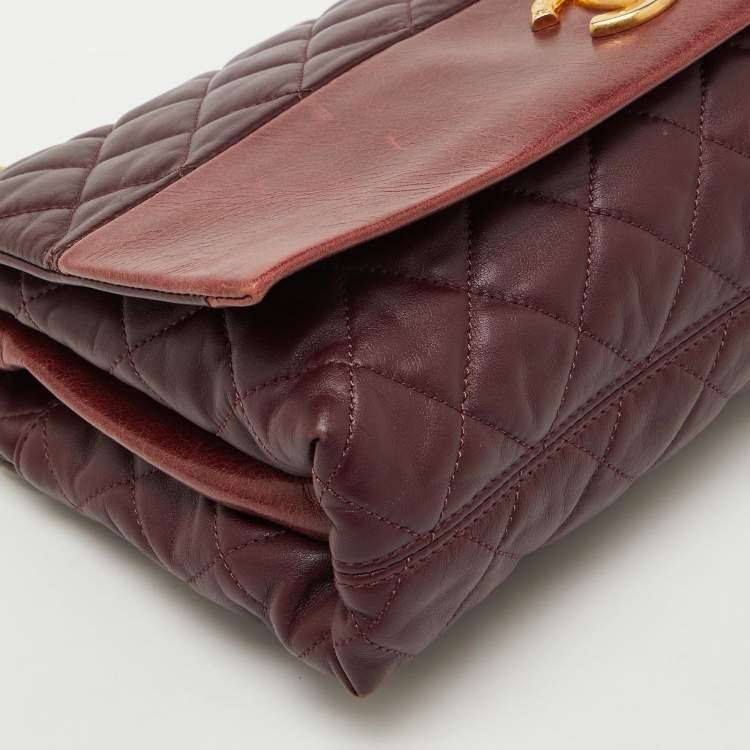 Pre Owned Chanel Burgundy Quilted Leather Jumbo Soft Elegance Flap Bag