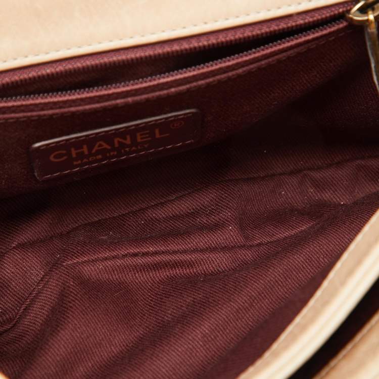 Pre Owned Chanel Beige Quilted Leather Perfect Edge Flap Bag