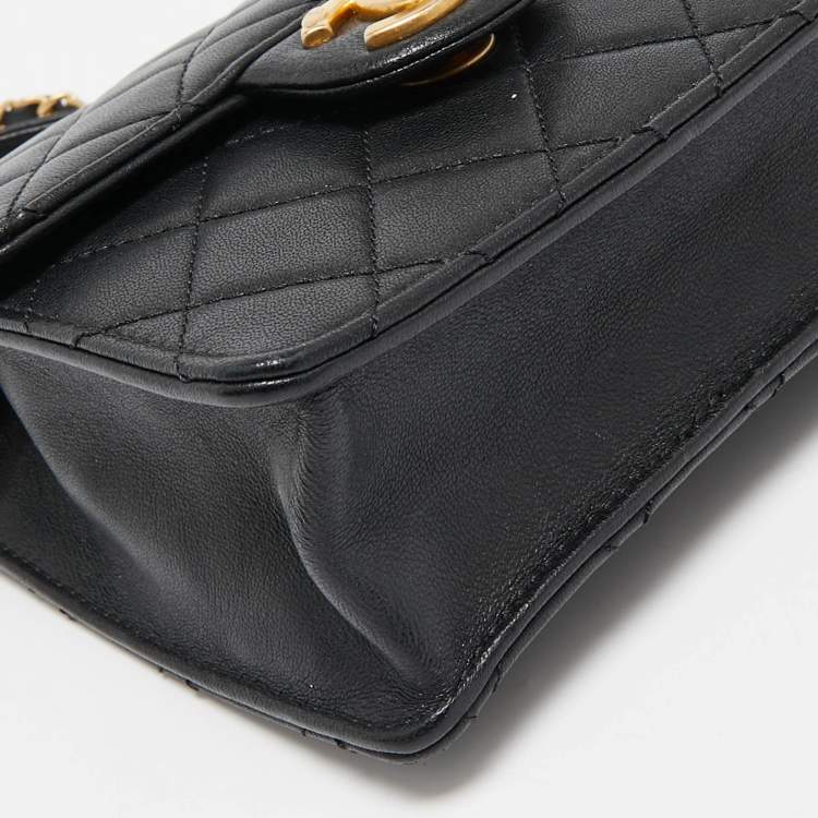 Pre Owned Chanel Black Quilted Leather Chic Pearl Crossbody Bag