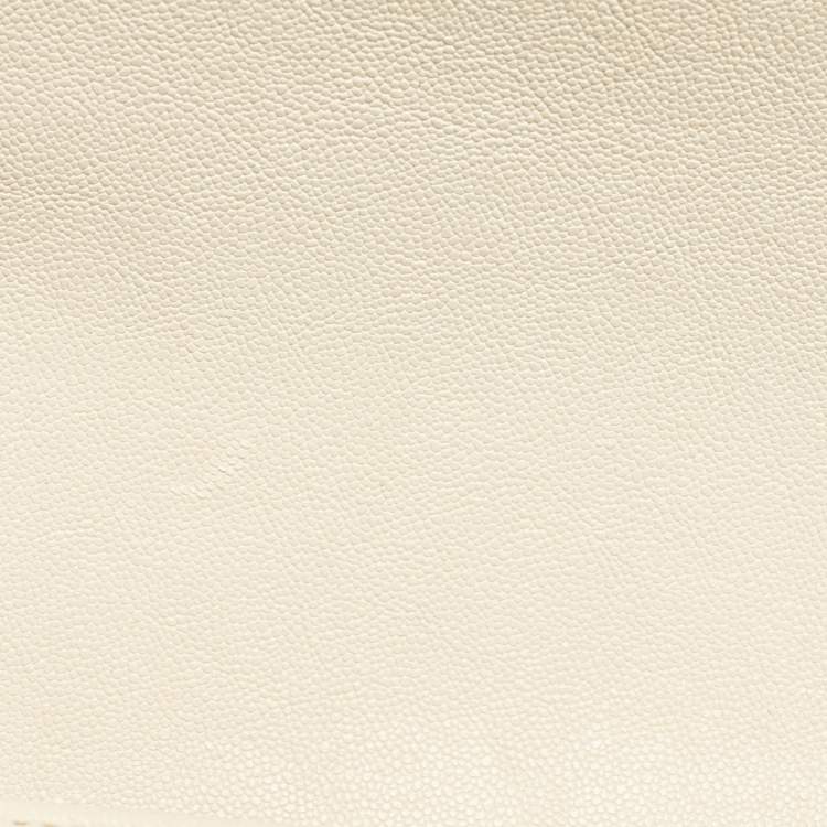 Pre Owned Chanel Cream Quilted Caviar Leather Small Boy Flap Bag