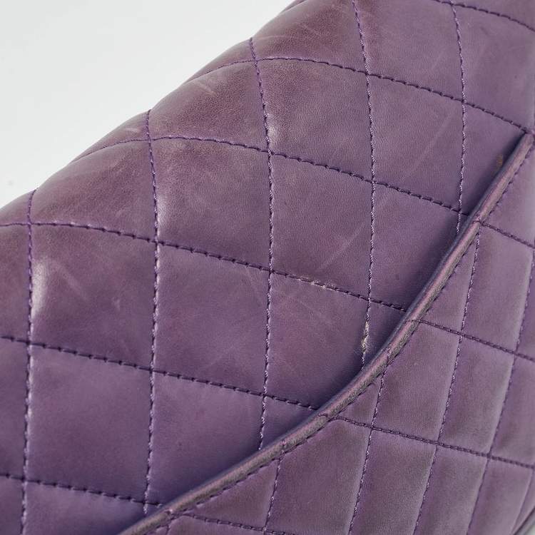 Pre Owned Chanel Purple Quilted Leather Classic 227 Reissue 2.55 Flap Bag
