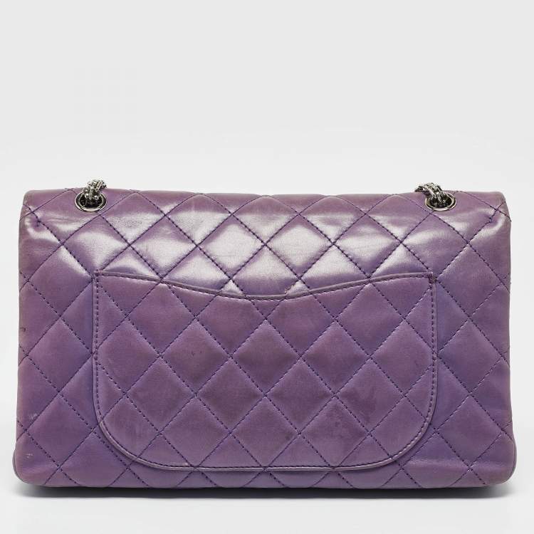 Pre Owned Chanel Purple Quilted Leather Classic 227 Reissue 2.55 Flap Bag