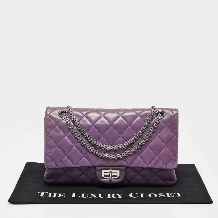 Pre Owned Chanel Purple Quilted Leather Classic 227 Reissue 2.55 Flap Bag