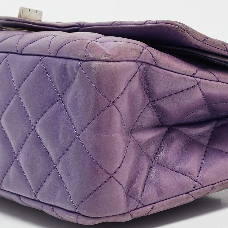 Pre Owned Chanel Purple Quilted Leather Classic 227 Reissue 2.55 Flap Bag