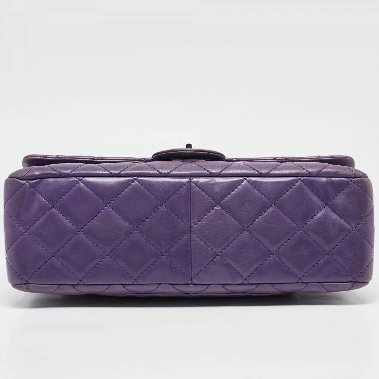 Pre Owned Chanel Purple Quilted Leather Classic 227 Reissue 2.55 Flap Bag