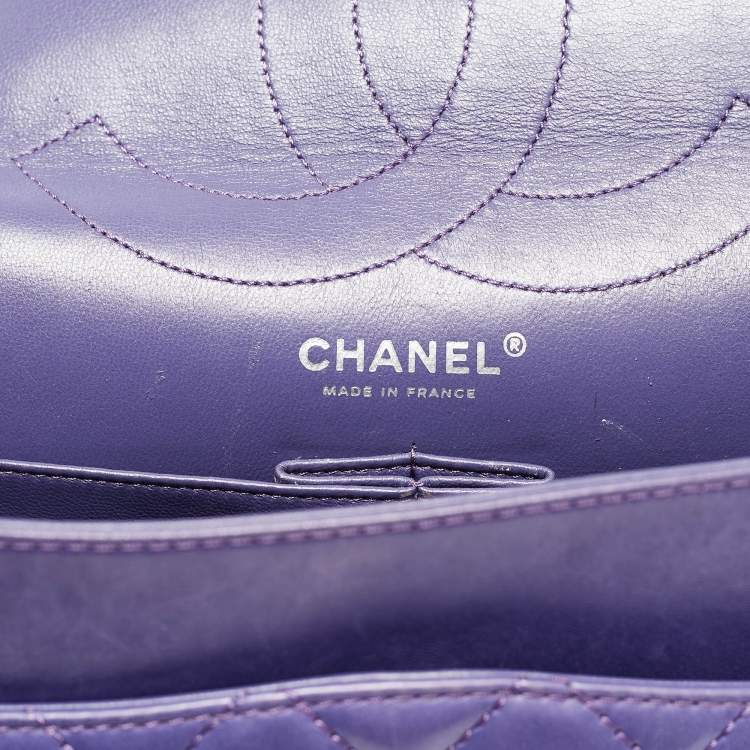Pre Owned Chanel Purple Quilted Leather Classic 227 Reissue 2.55 Flap Bag