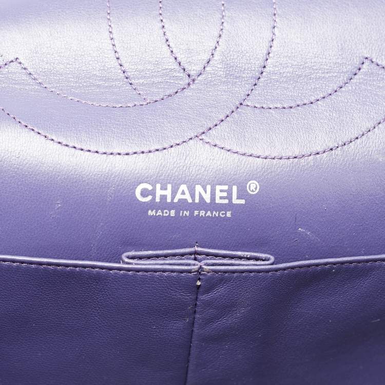 Pre Owned Chanel Purple Quilted Leather Classic 227 Reissue 2.55 Flap Bag