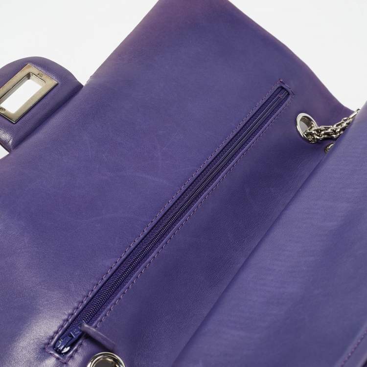 Pre Owned Chanel Purple Quilted Leather Classic 227 Reissue 2.55 Flap Bag