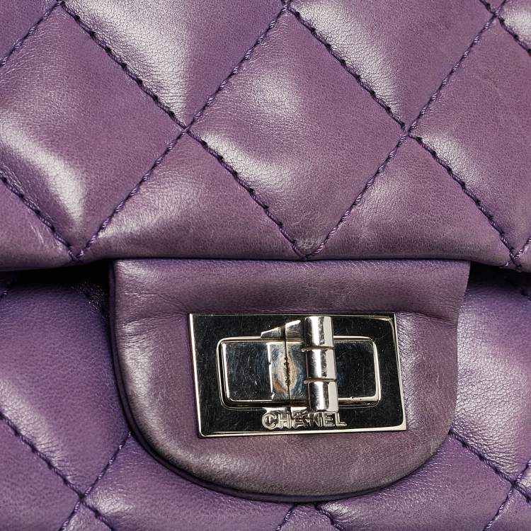 Pre Owned Chanel Purple Quilted Leather Classic 227 Reissue 2.55 Flap Bag