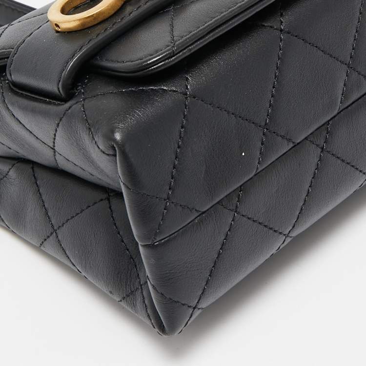 Pre Owned Chanel Black Quilted Leather Small Enchained Flap Bag