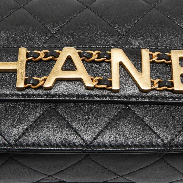 Pre Owned Chanel Black Quilted Leather Small Enchained Flap Bag