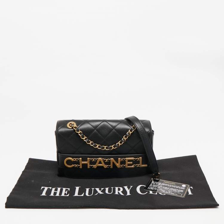 Pre Owned Chanel Black Quilted Leather Small Enchained Flap Bag