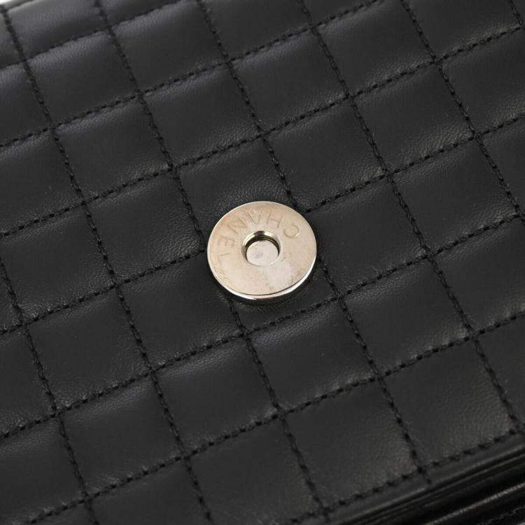 Pre Owned Chanel Black Calfskin Choco Bar Chain Handbag