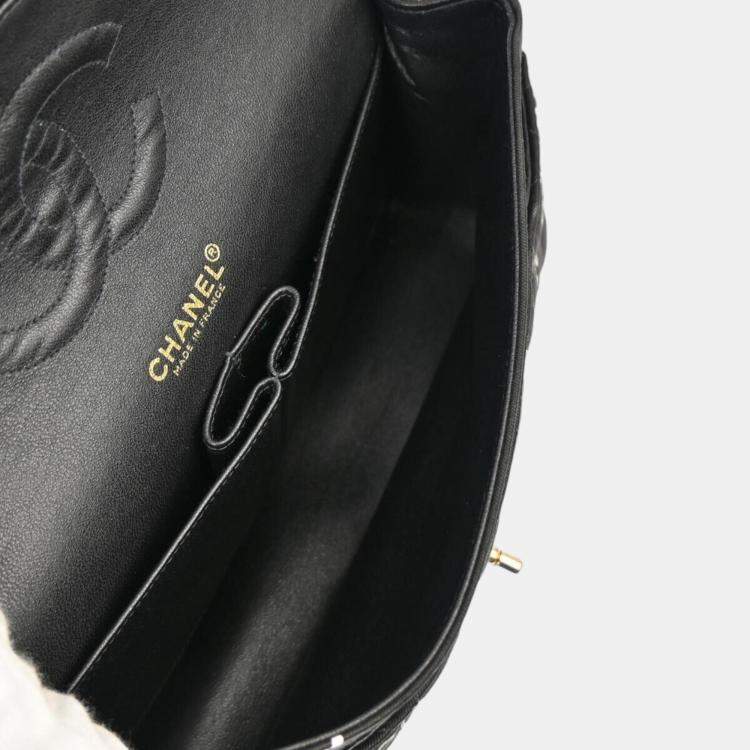 Pre Owned Chanel Black Canvas Coco Medium Classic Double Flap Shoulder Bag