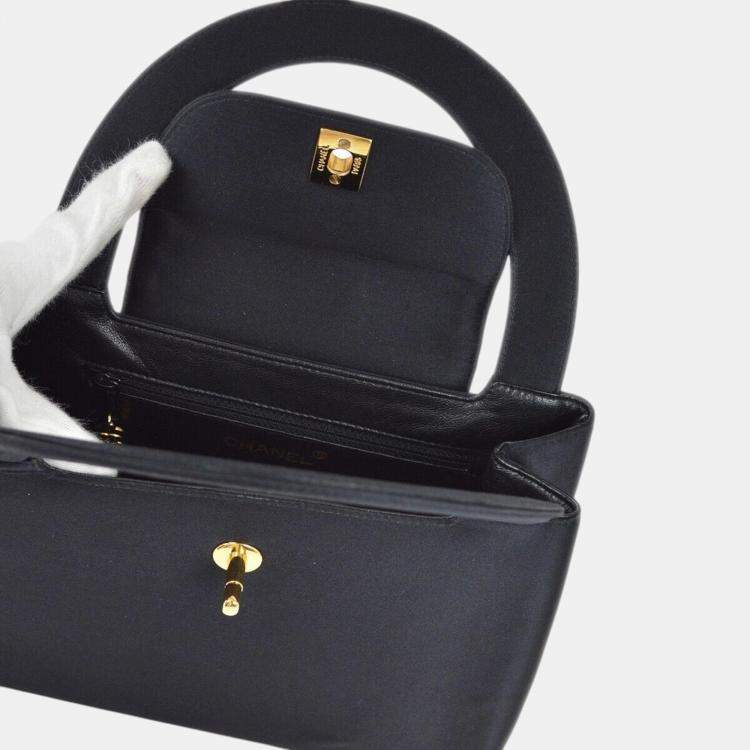 Pre Owned Chanel Black Satin Handbag