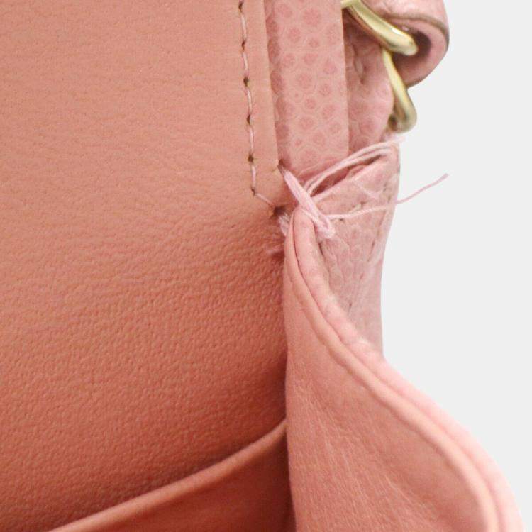Pre Owned Chanel Pink Calfskin Medium Classic Double Flap Shoulder Bag