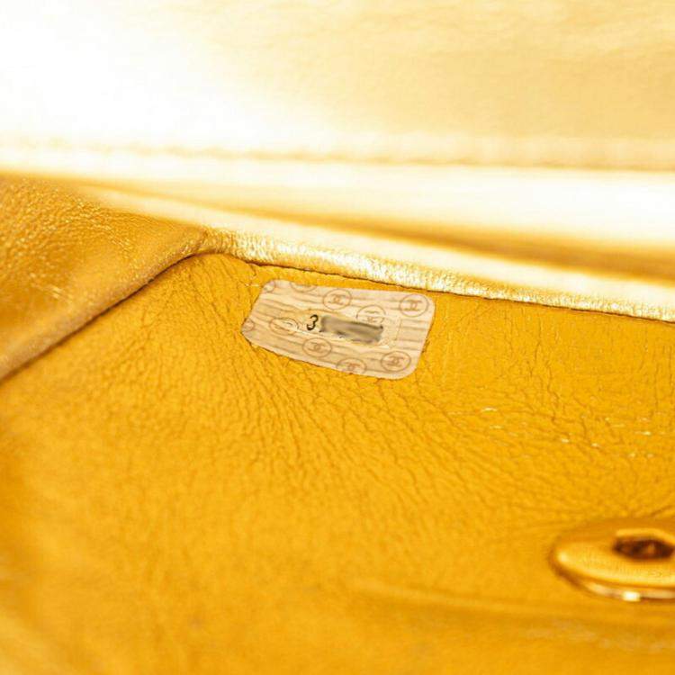 Pre Owned Chanel Gold Lambskin Matelasse Coco Mark Handbag