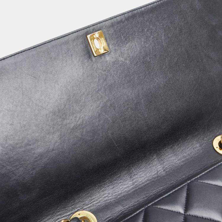Pre Owned Chanel Black Lambskin Matelasse Coco Mark Chain Shoulder Bag