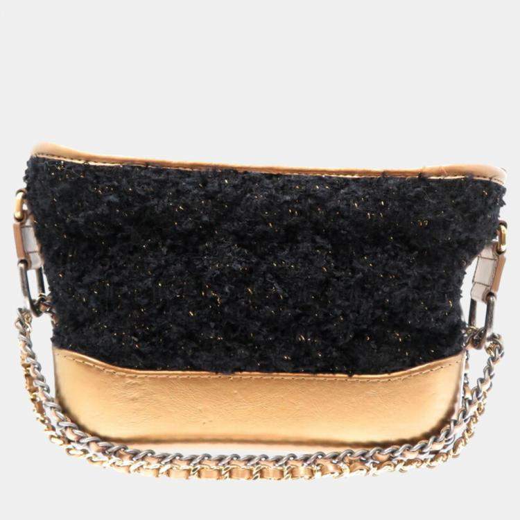 Pre Owned Chanel Tweed Black Seal Gabrielle Small Shoulder Bag