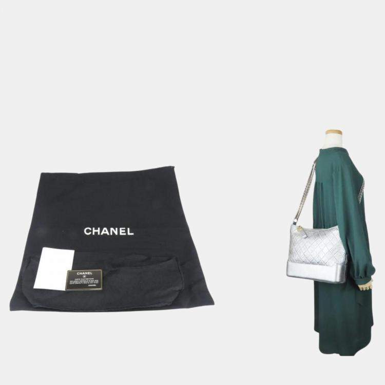 Pre Owned Chanel Leather Silver Metallic Gabrielle Chain Large Hobo Shoulder Bag