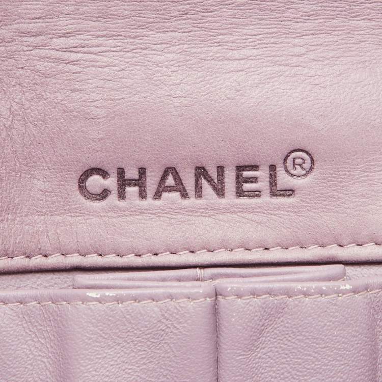 Pre Owned Chanel Dusty Pink Quilted Patent Leather Chocolate Bar CC East West Flap Bag