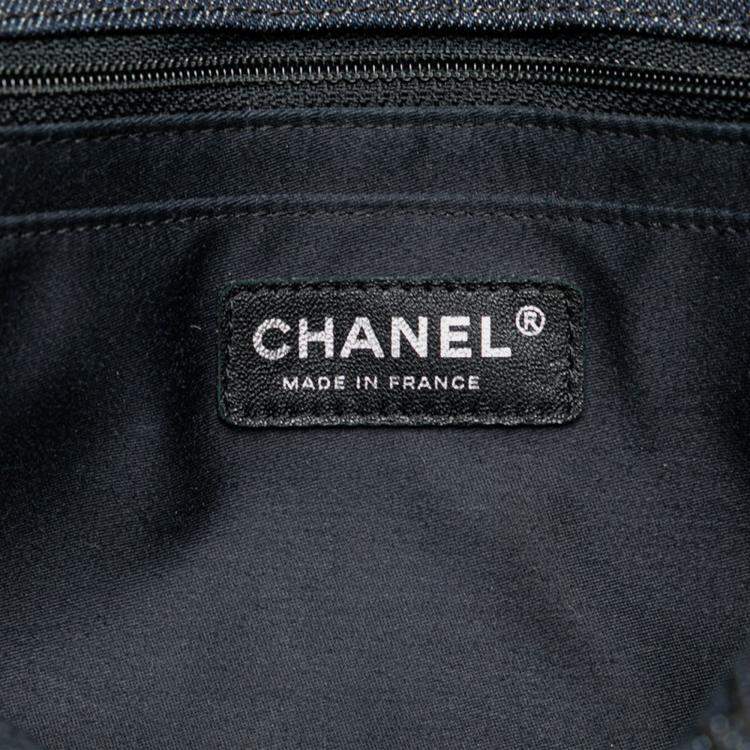 Pre Owned Chanel Blue Denim Perfume Embroidery Chain Shoulder Bag