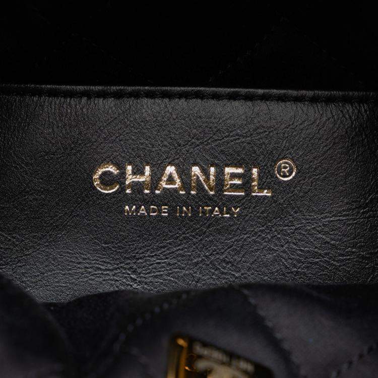 Pre Owned Chanel Black Cotton Camellia Logo Gold Chain Tote Shoulder Bag