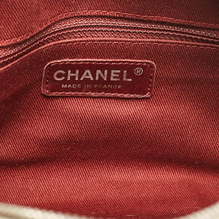 Pre Owned Chanel Light Beige Quilted Aged Leather Cotton Club Bowler Bag