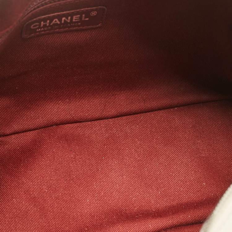 Pre Owned Chanel Light Beige Quilted Aged Leather Cotton Club Bowler Bag