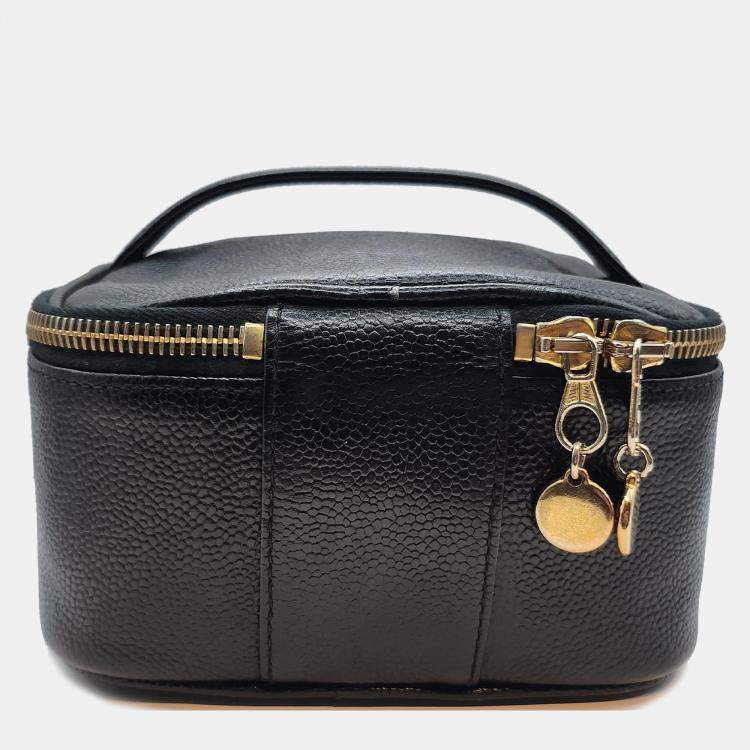 Pre Owned Chanel Vintage Black Caviar Vanity Bag in GHW