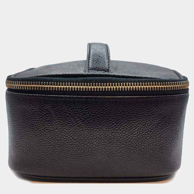 Pre Owned Chanel Vintage Black Caviar Vanity Bag in GHW