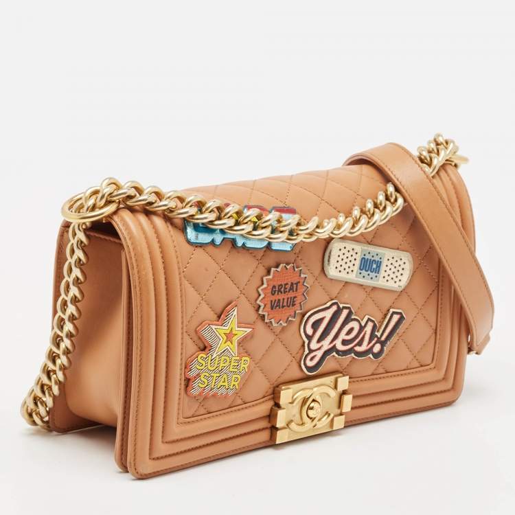 Pre Owned Chanel Brown Quilted Leather Medium Boy Flap Bag