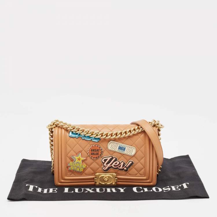 Pre Owned Chanel Brown Quilted Leather Medium Boy Flap Bag