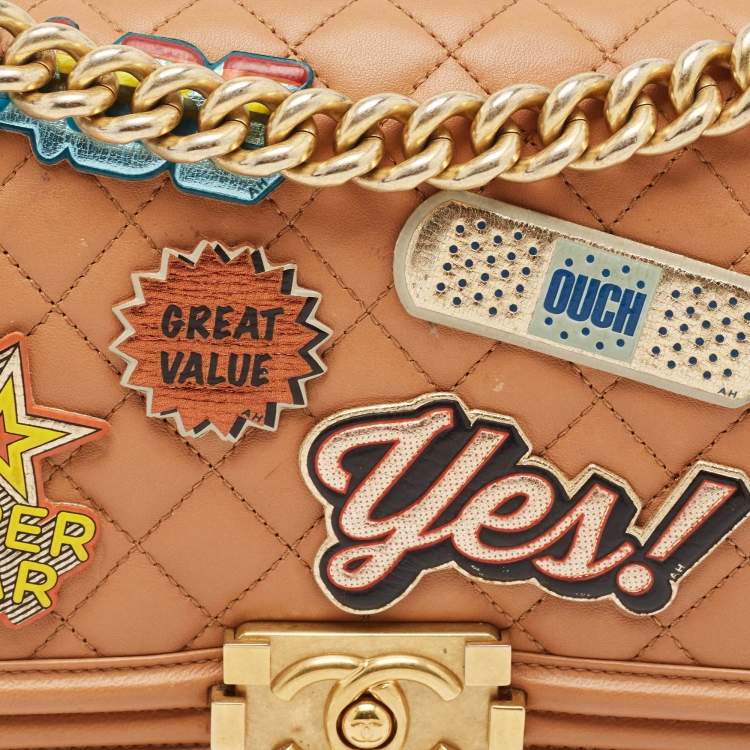 Pre Owned Chanel Brown Quilted Leather Medium Boy Flap Bag