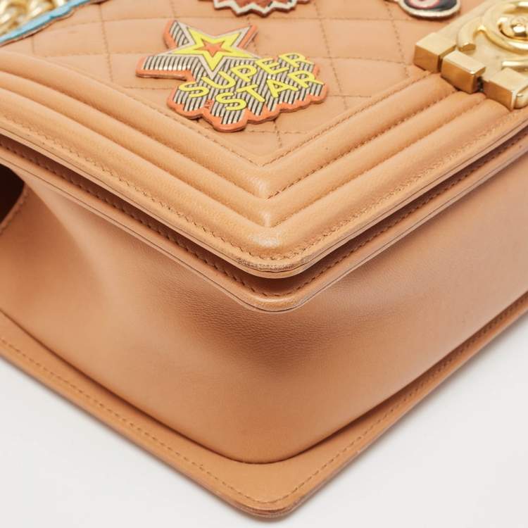 Pre Owned Chanel Brown Quilted Leather Medium Boy Flap Bag