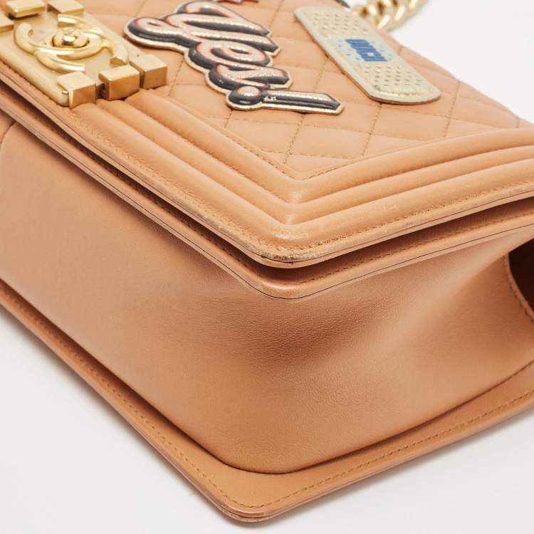 Pre Owned Chanel Brown Quilted Leather Medium Boy Flap Bag