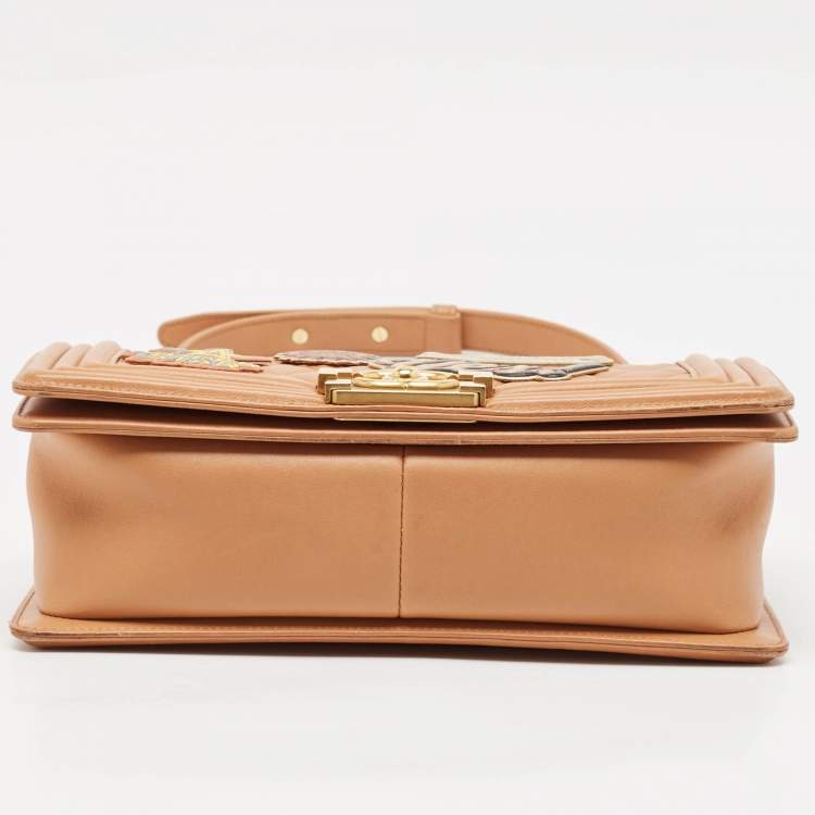 Pre Owned Chanel Brown Quilted Leather Medium Boy Flap Bag