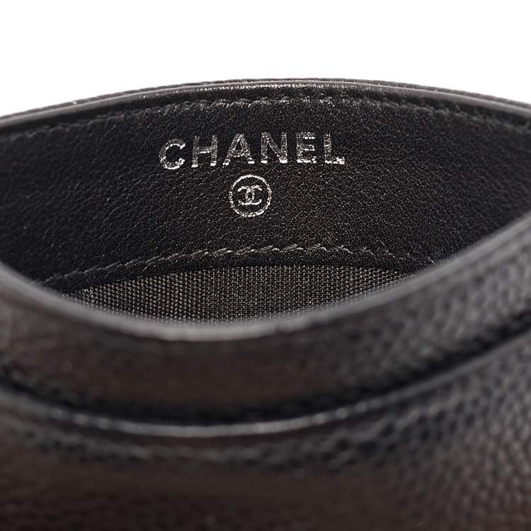 Pre Owned Chanel Black Caviar Leather CC Timeless Card Holder