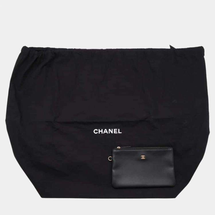 Pre Owned Chanel Black Lambskin Leather  Deauville Tote Bag