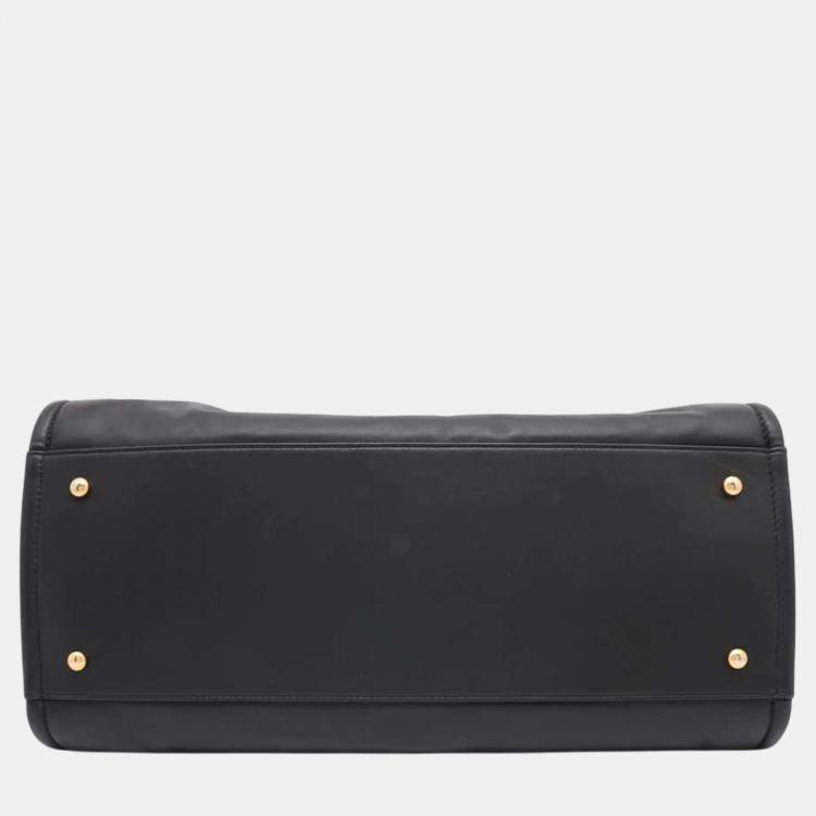 Pre Owned Chanel Black Lambskin Leather  Deauville Tote Bag