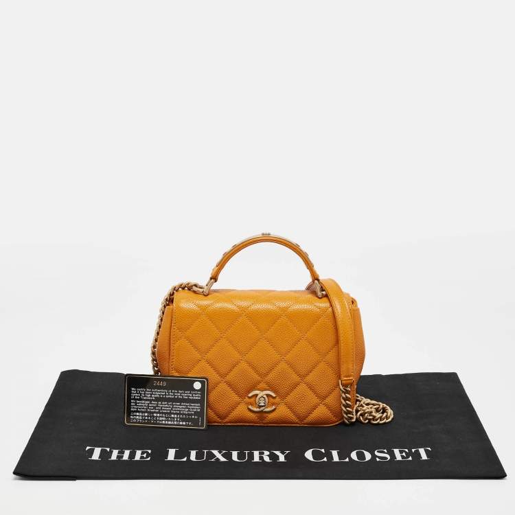 Pre Owned Chanel Mustard Caviar Leather Mini Carry Around Flap Bag