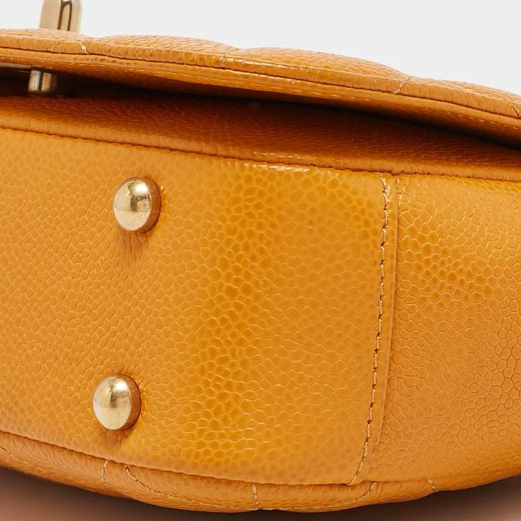 Pre Owned Chanel Mustard Caviar Leather Mini Carry Around Flap Bag