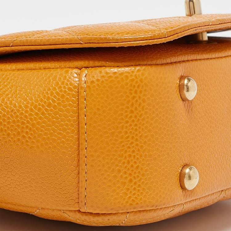 Pre Owned Chanel Mustard Caviar Leather Mini Carry Around Flap Bag