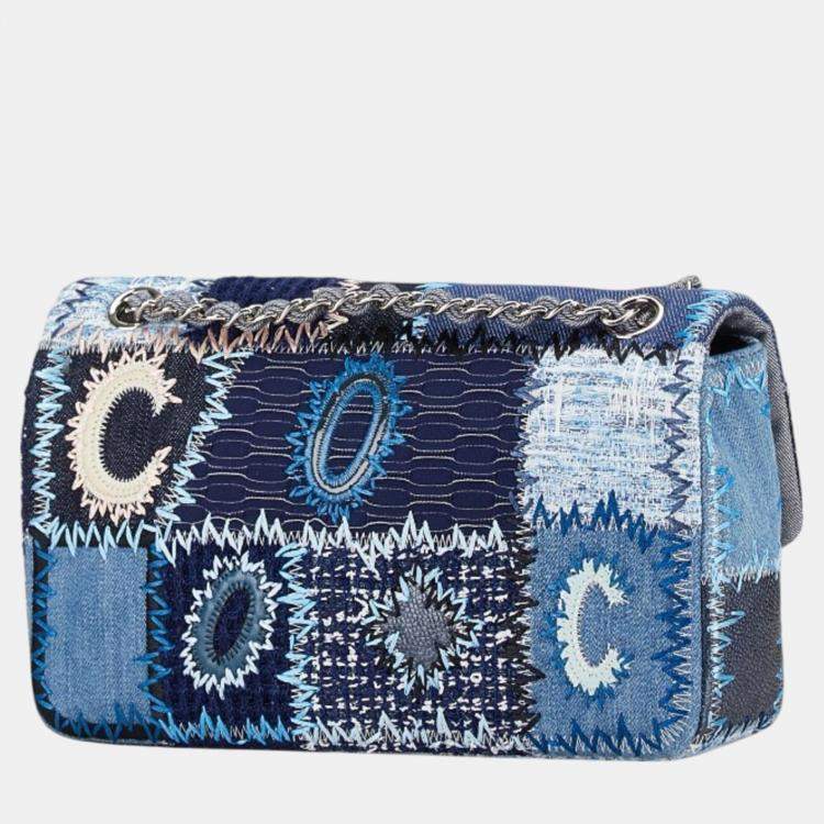 Pre Owned Chanel Multicolor  Denim Coco Mark Patchwork Chain Shoulder Bag 