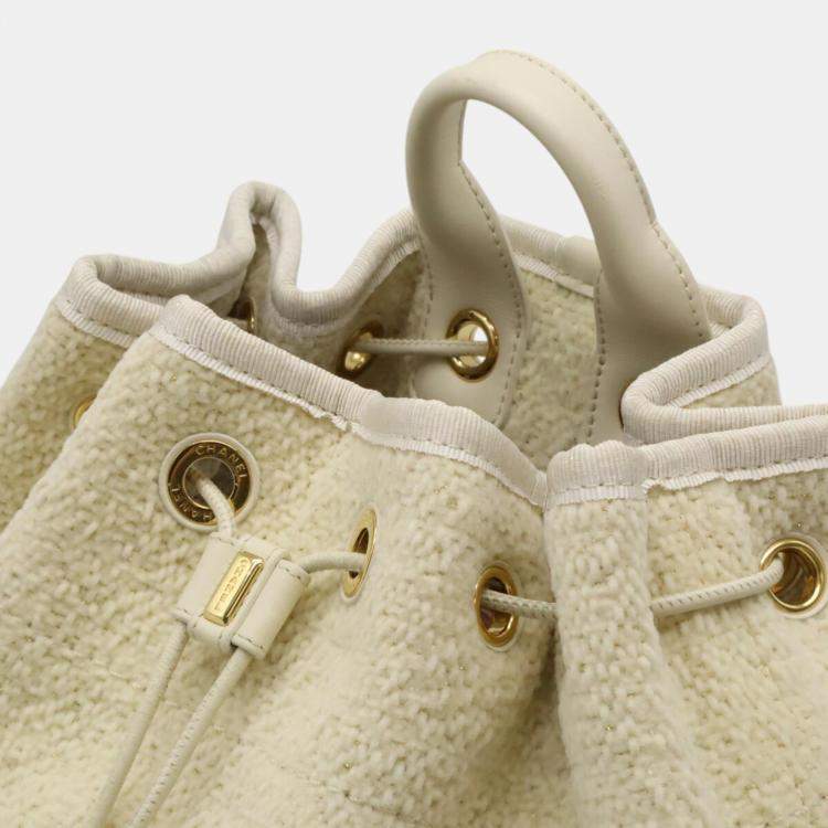 Pre Owned Chanel Ivory Velour, Leather Deauville Line Rucksack Backpack 