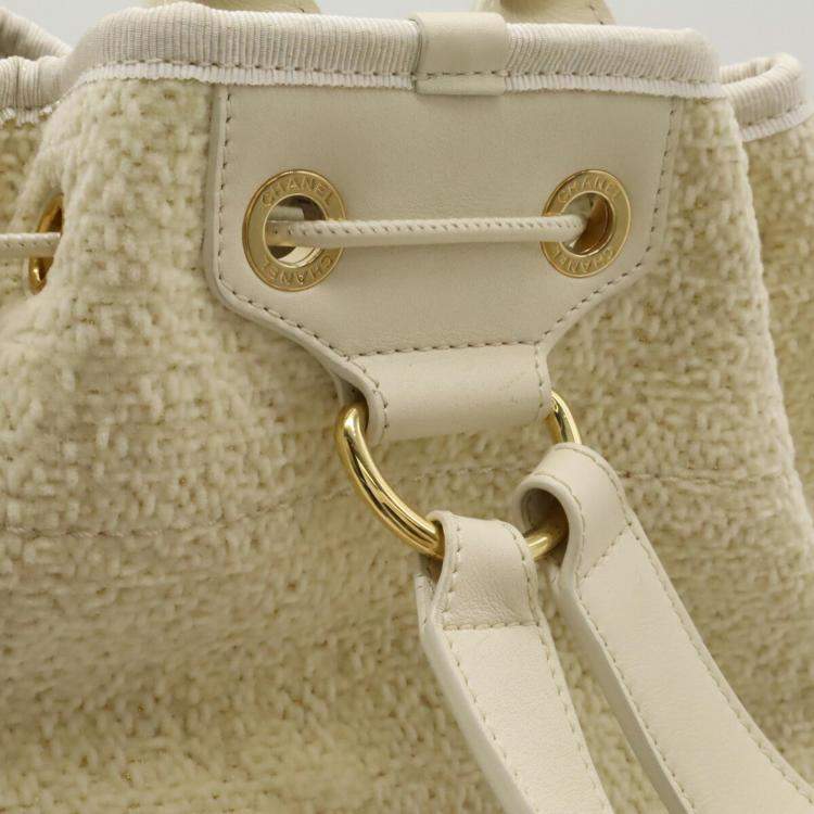 Pre Owned Chanel Ivory Velour, Leather Deauville Line Rucksack Backpack 
