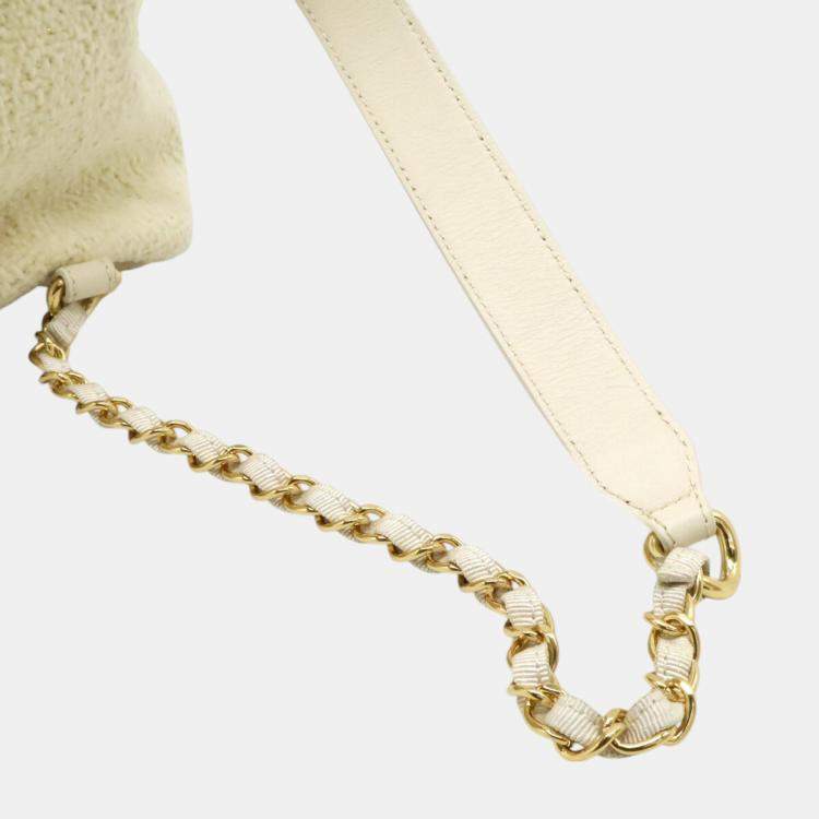 Pre Owned Chanel Ivory Velour, Leather Deauville Line Rucksack Backpack 
