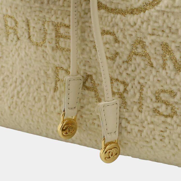 Pre Owned Chanel Ivory Velour, Leather Deauville Line Rucksack Backpack 